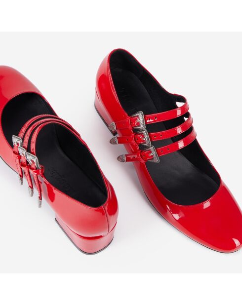 Babies en cuir avec boucles western rouges