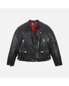 Blouson motard en cuir noir
