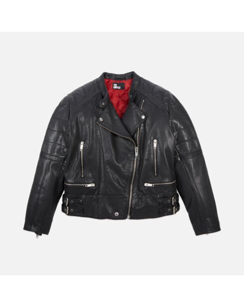 Blouson motard en cuir noir