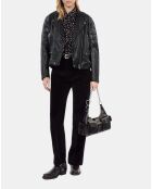 Blouson motard en cuir noir