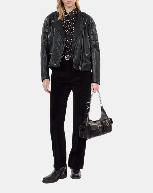 Blouson motard en cuir noir