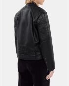 Blouson motard en cuir noir