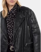Blouson motard en cuir noir
