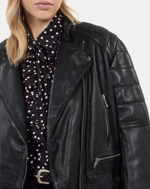 Blouson motard en cuir noir