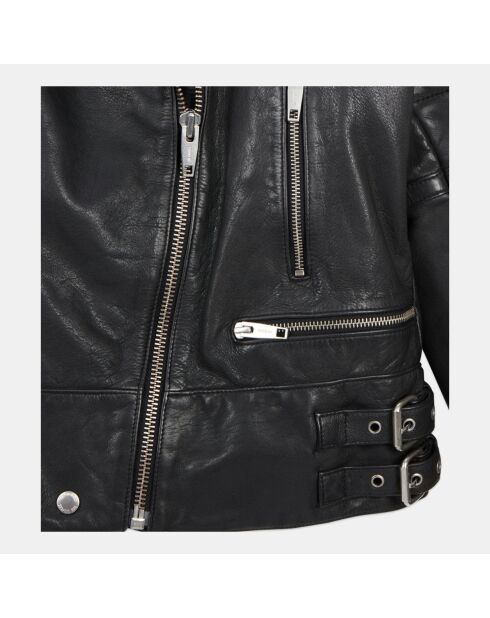 Blouson motard en cuir noir