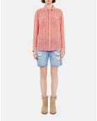 Chemise fleurie à rayures rouges et blanches