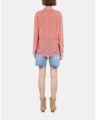 Chemise fleurie à rayures rouges et blanches