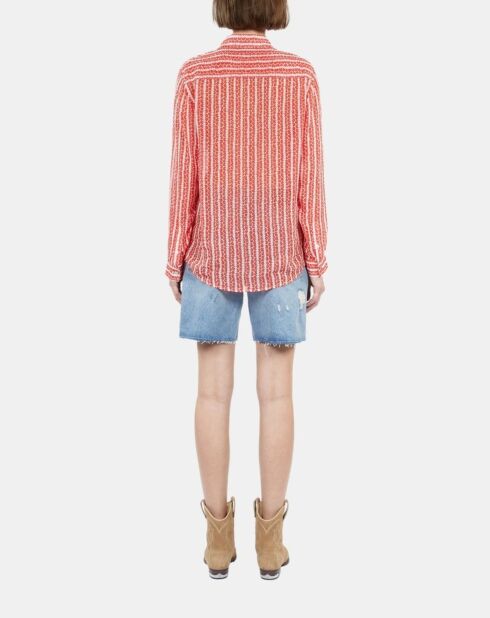 Chemise fleurie à rayures rouges et blanches