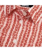 Chemise fleurie à rayures rouges et blanches