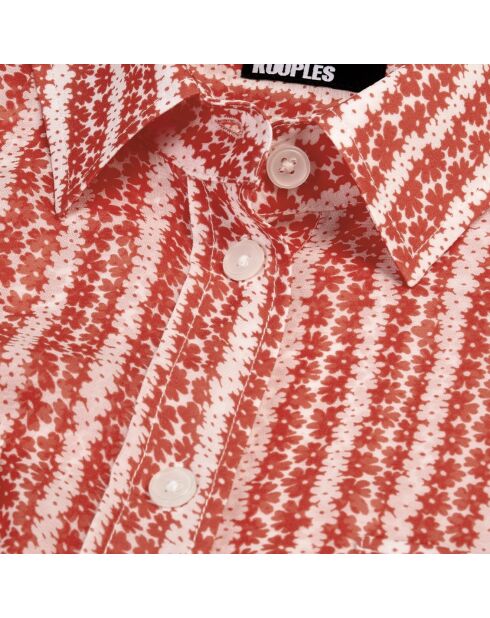 Chemise fleurie à rayures rouges et blanches