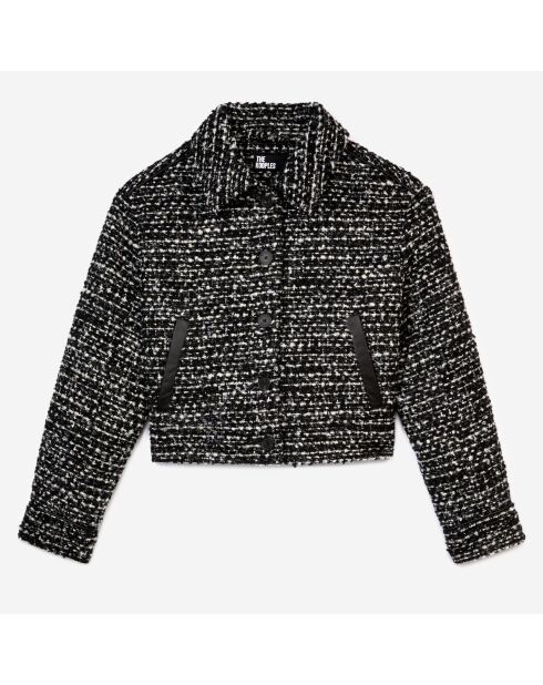 Blouson en tweed noir et blanc