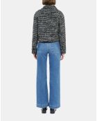 Blouson en tweed noir et blanc