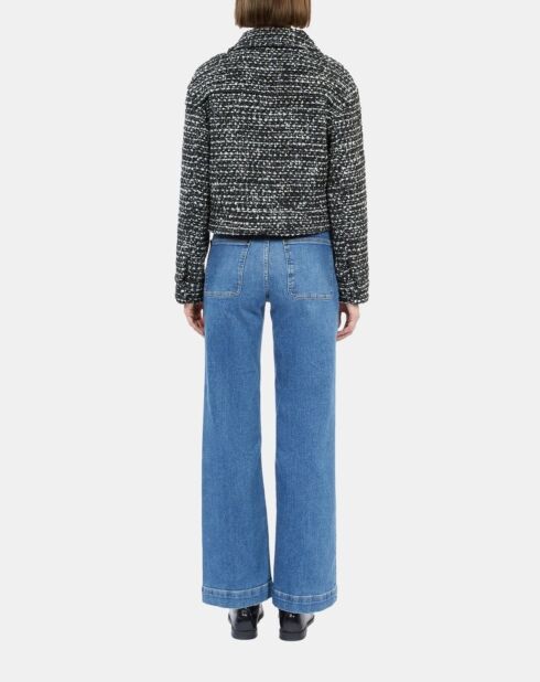 Blouson en tweed noir et blanc