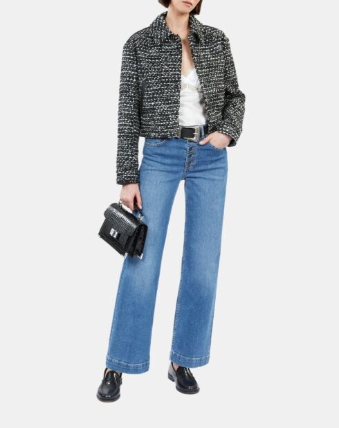 Blouson en tweed noir et blanc