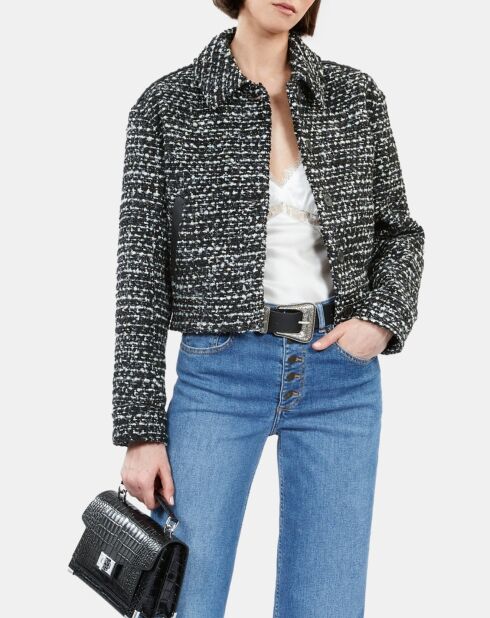 Blouson en tweed noir et blanc