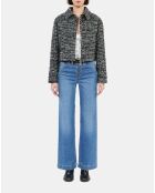 Blouson en tweed noir et blanc