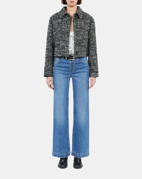 Blouson en tweed noir et blanc