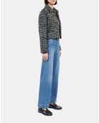 Blouson en tweed noir et blanc