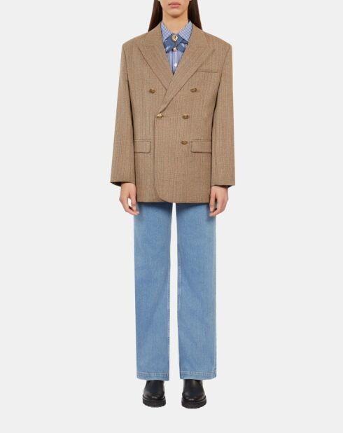 Blazer chevron en laine marron