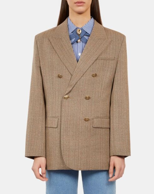 Blazer chevron en laine marron
