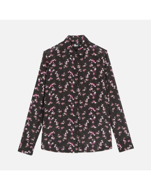Chemise imprimé fleurie noire