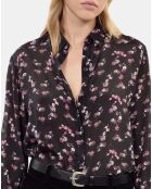 Chemise imprimé fleurie noire