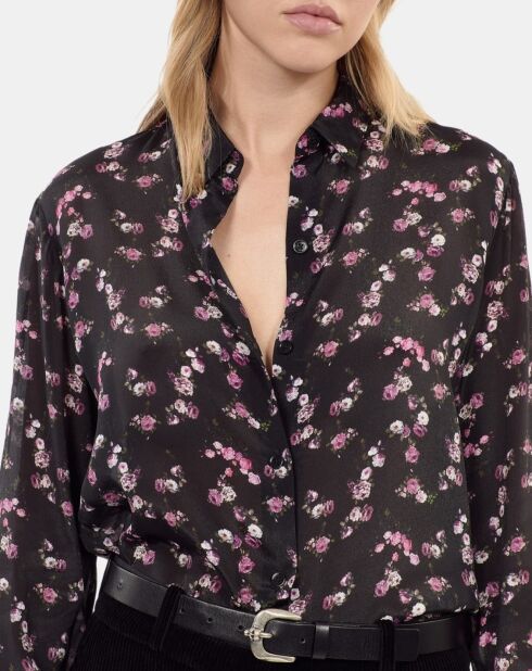 Chemise imprimé fleurie noire