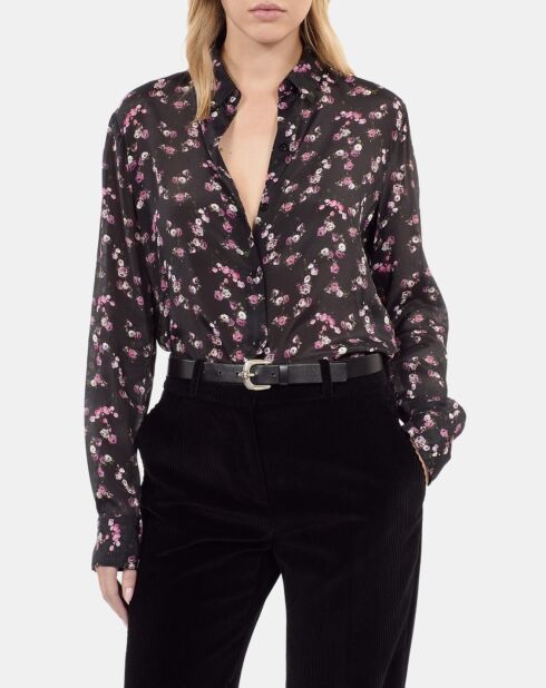Chemise imprimé fleurie noire