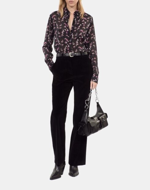Chemise imprimé fleurie noire