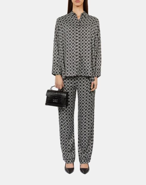 Chemise ample imprimée noire et blanche