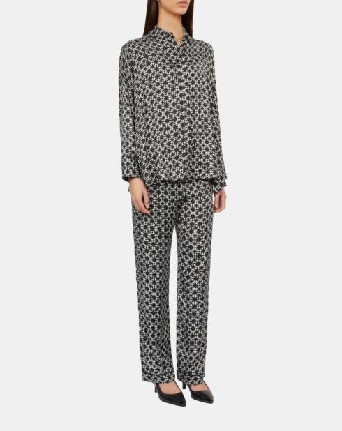 Chemise ample imprimée noire et blanche