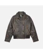 Blouson en cuir marron foncé