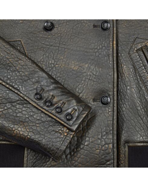 Blouson en cuir marron foncé