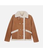 Peau lainée courte marron et beige