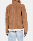 Peau lainée courte marron et beige