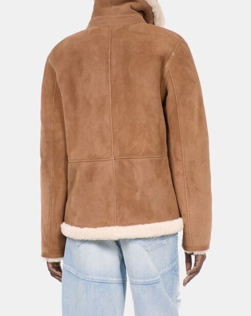 Peau lainée courte marron et beige