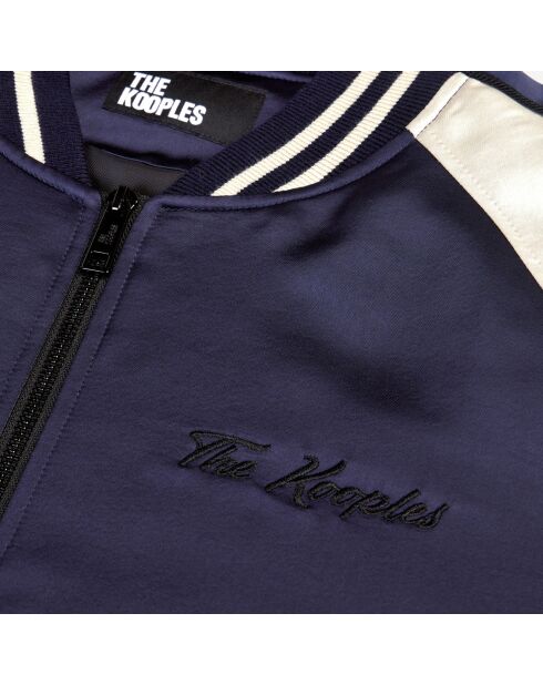 Blouson satiné avec broderie Dragon bleu marine