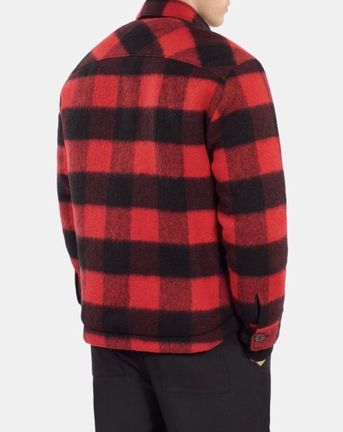 Blouson style surchemise à carreaux rouge et noir