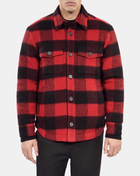 Blouson style surchemise à carreaux rouge et noir