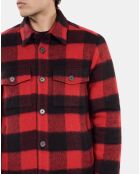 Blouson style surchemise à carreaux rouge et noir