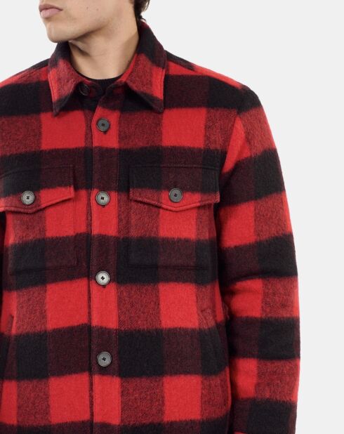 Blouson style surchemise à carreaux rouge et noir