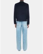 Blouson en laine double face bleu marine