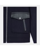 Blouson en laine double face bleu marine