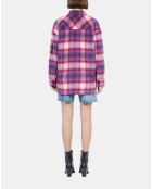 Blouson style surchemise à carreaux rose et cassis