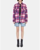 Blouson style surchemise à carreaux rose et cassis