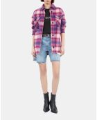 Blouson style surchemise à carreaux rose et cassis
