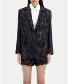Veste tailleur en tweed noire et blanche