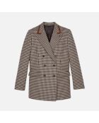 Veste tailleur en Laine mélangée à carreaux vichy écru noir