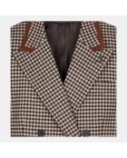 Veste tailleur en Laine mélangée à carreaux vichy écru noir