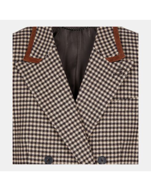 Veste tailleur en Laine mélangée à carreaux vichy écru noir